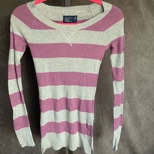 Purple and Gray Stripped Sweater